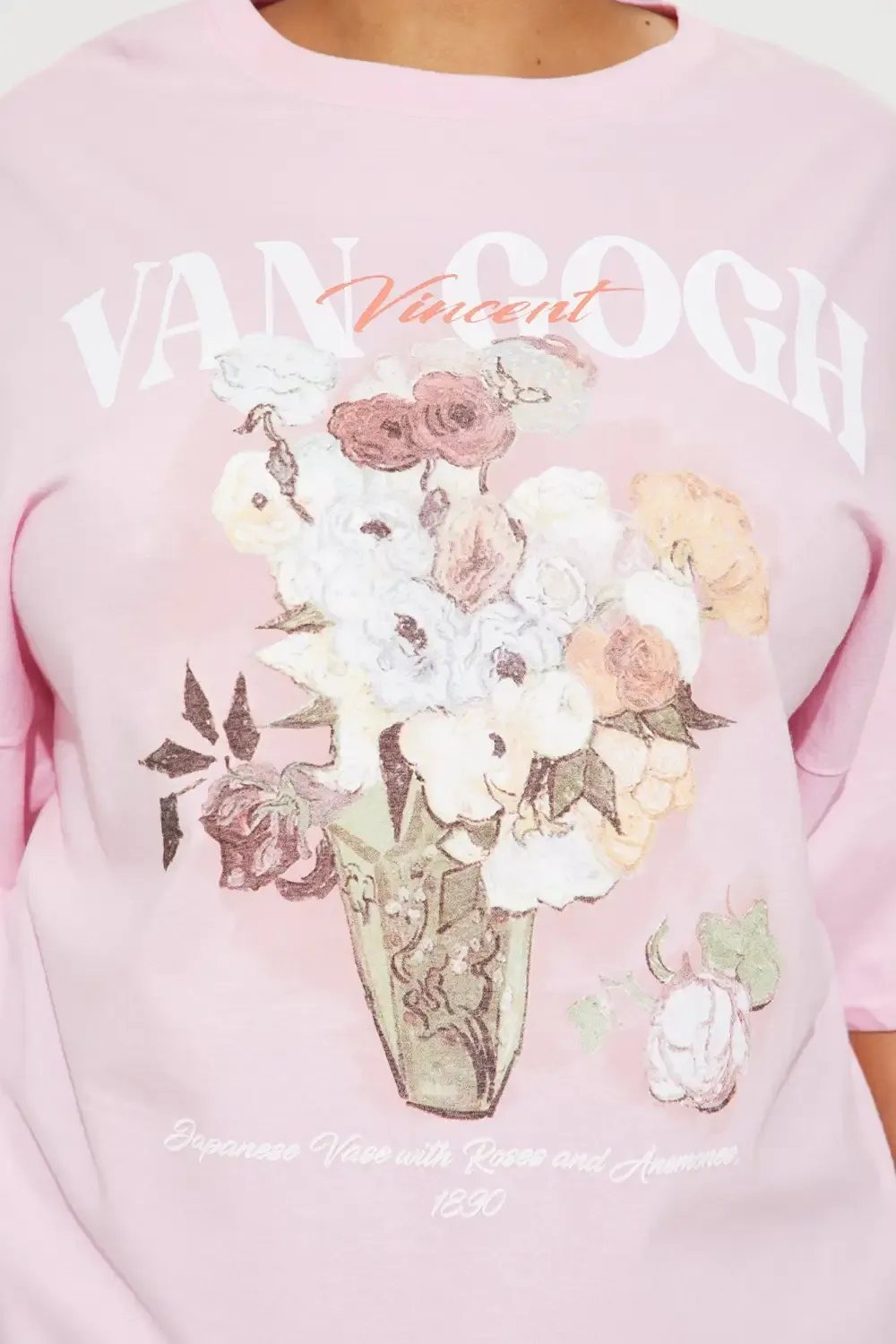 Van Gogh Flowers Oversized Tee - Light Pink