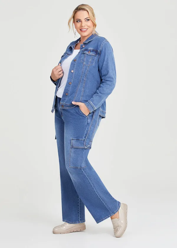 Cotton Denim Belted Jacket