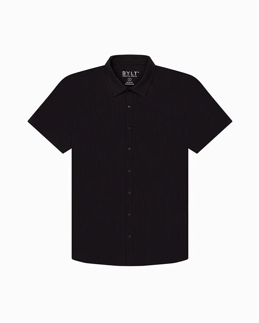 Ribbed+ Short Sleeve Button Down