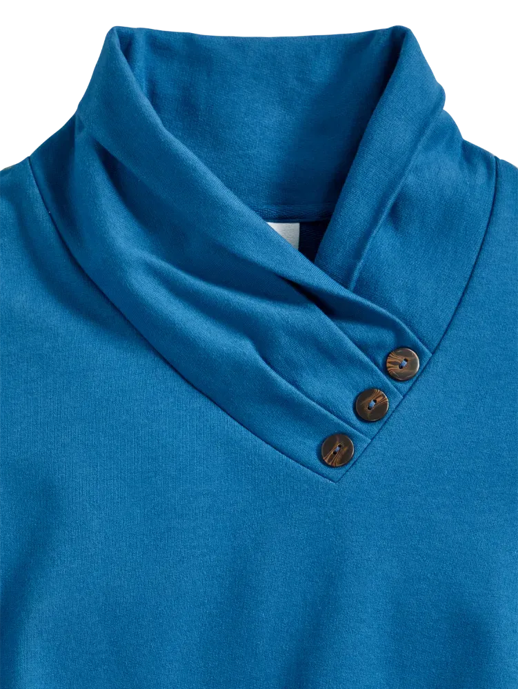 Soft Cotton Terry Cowl-Neck Top