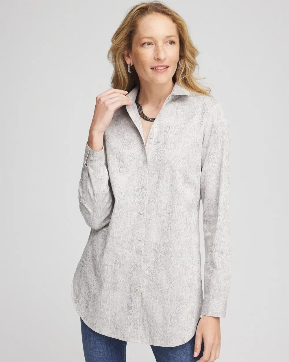 No IronTM Python Print Jacquard Tunic