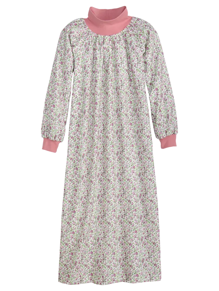 Portuguese Cotton Flannel Mock-Neck Popover Nightgown