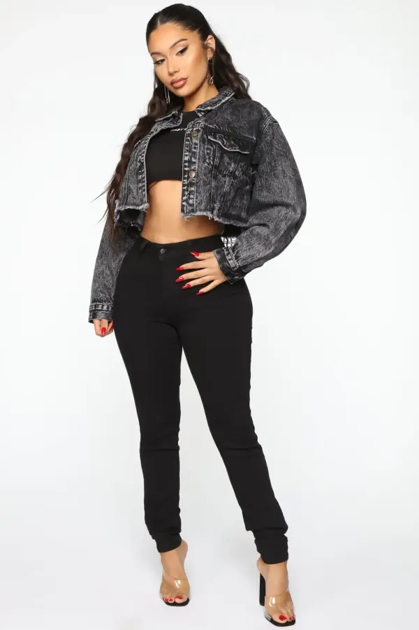 Ride With Me Acid Wash Denim Jacket  - Black