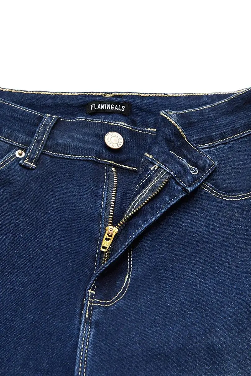 Floral Embroidered Split Hem High Rise Capri Jeans