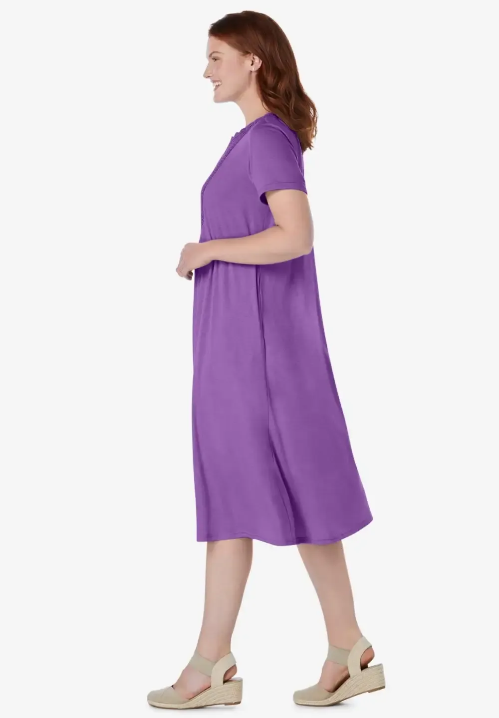Embroidered Lace Bib Knit Dress