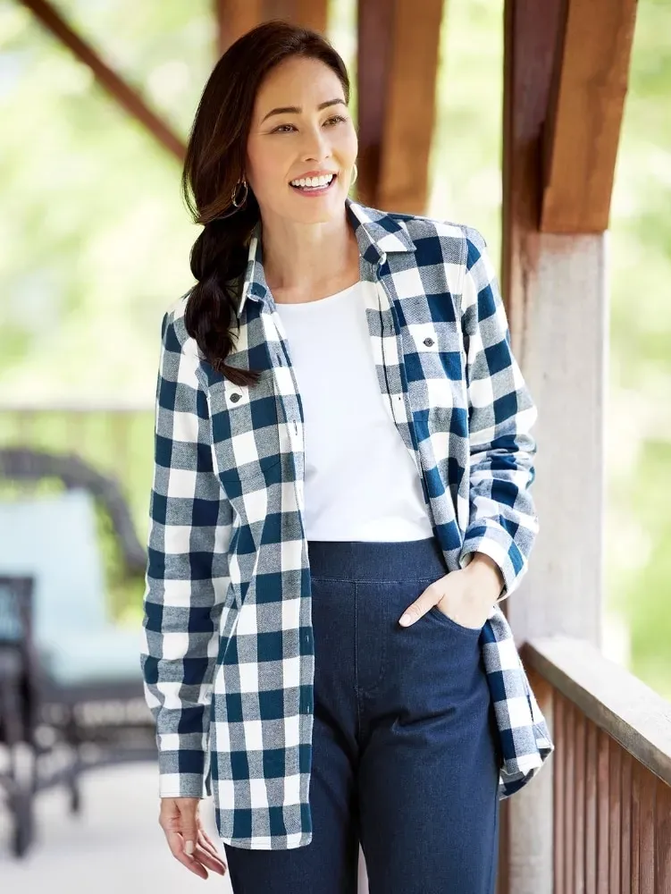 Women's Buffalo Check Flannel Boyfriend Shirt