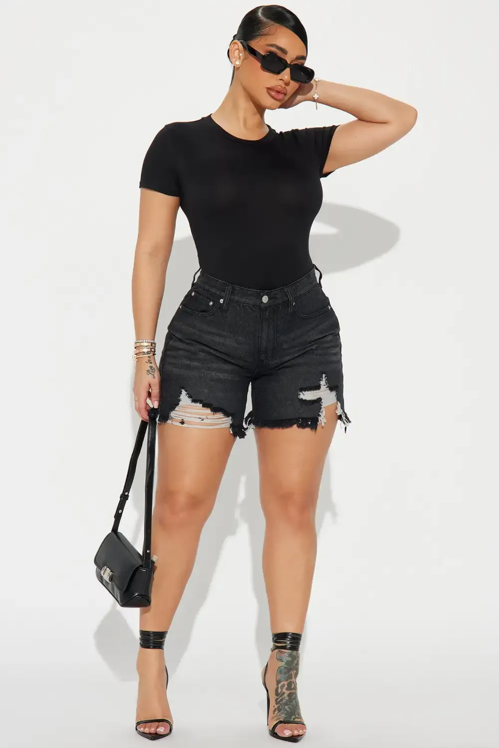 On To Better Things Denim Shorts - Black Wash