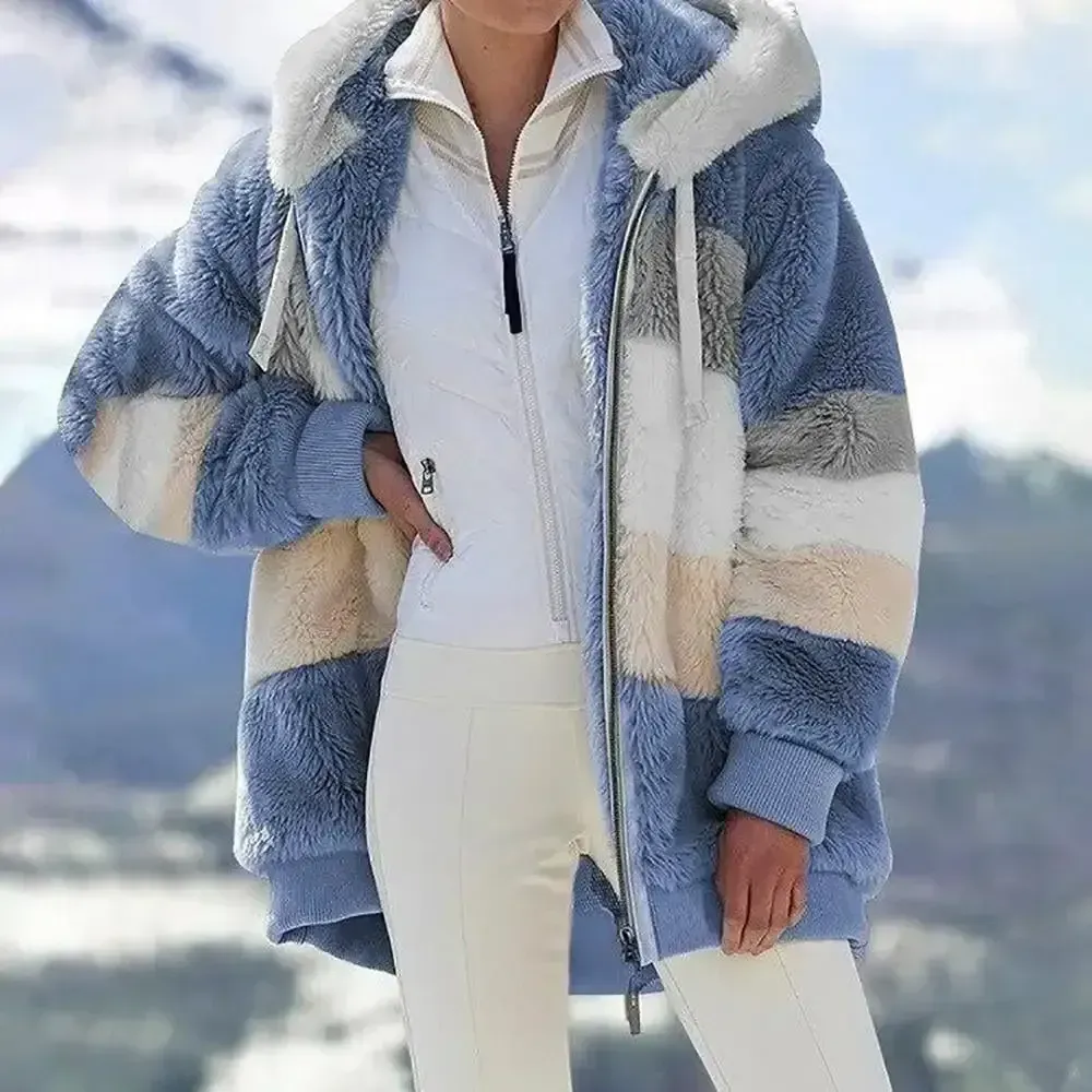 RCONTRASTING LAMB WOOL PADDED COAT