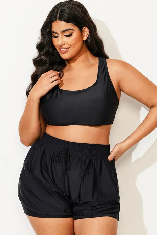 Plus Size Cut Out Back Racerback Bikini Top