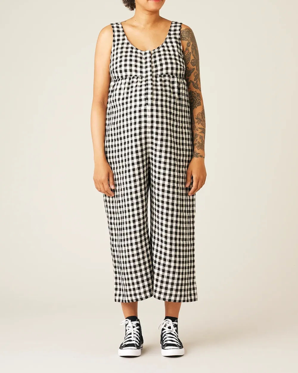 JUMPSUIT - BLACK AND WHITE GINGHAM