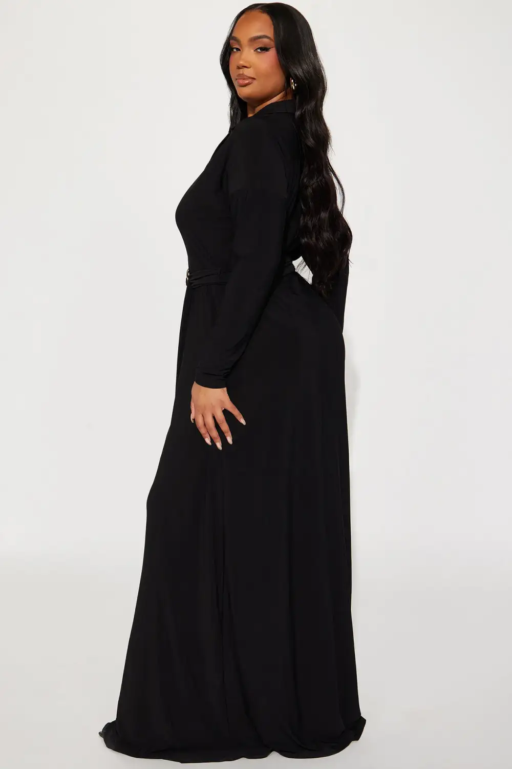 Amelia Belted Maxi Dress - Black