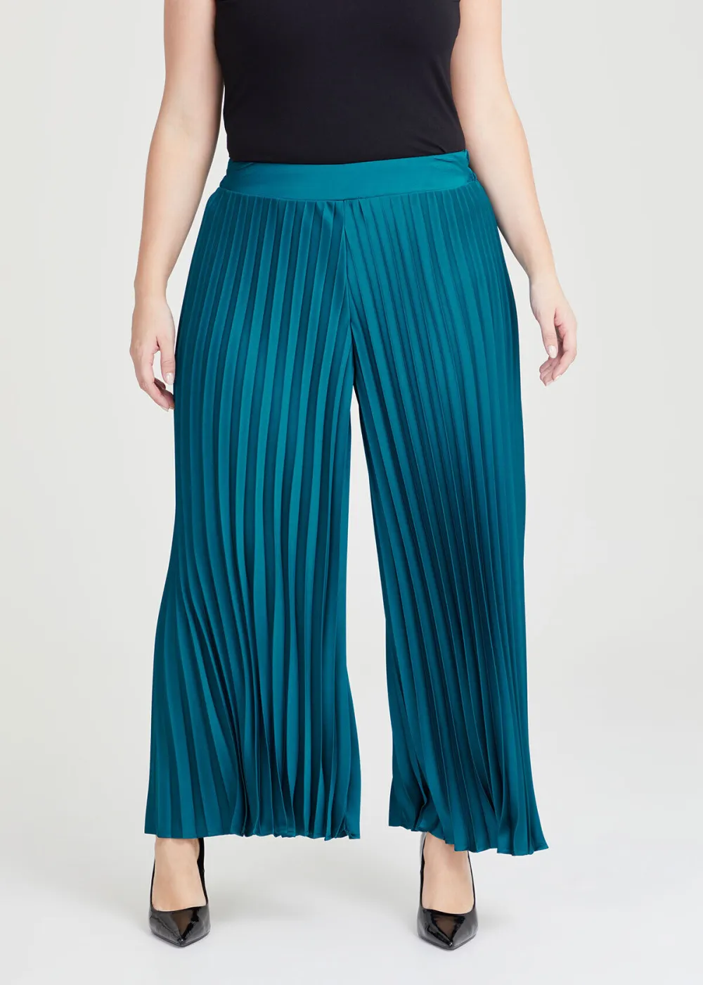 Satin Pleated Wide Leg Pant