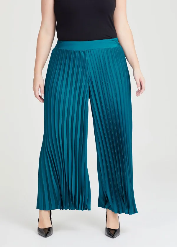 Satin Pleated Wide Leg Pant