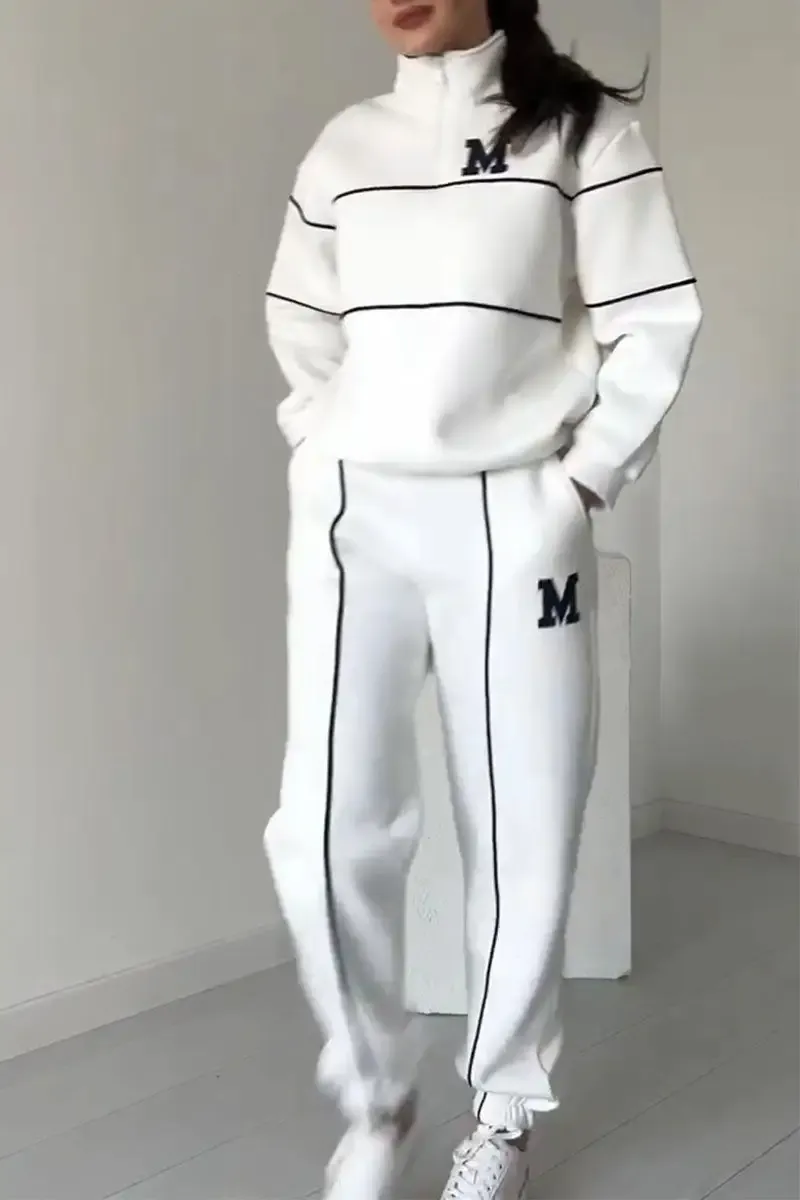Women's Casual Letter M Long Sleeve Two Piece Set