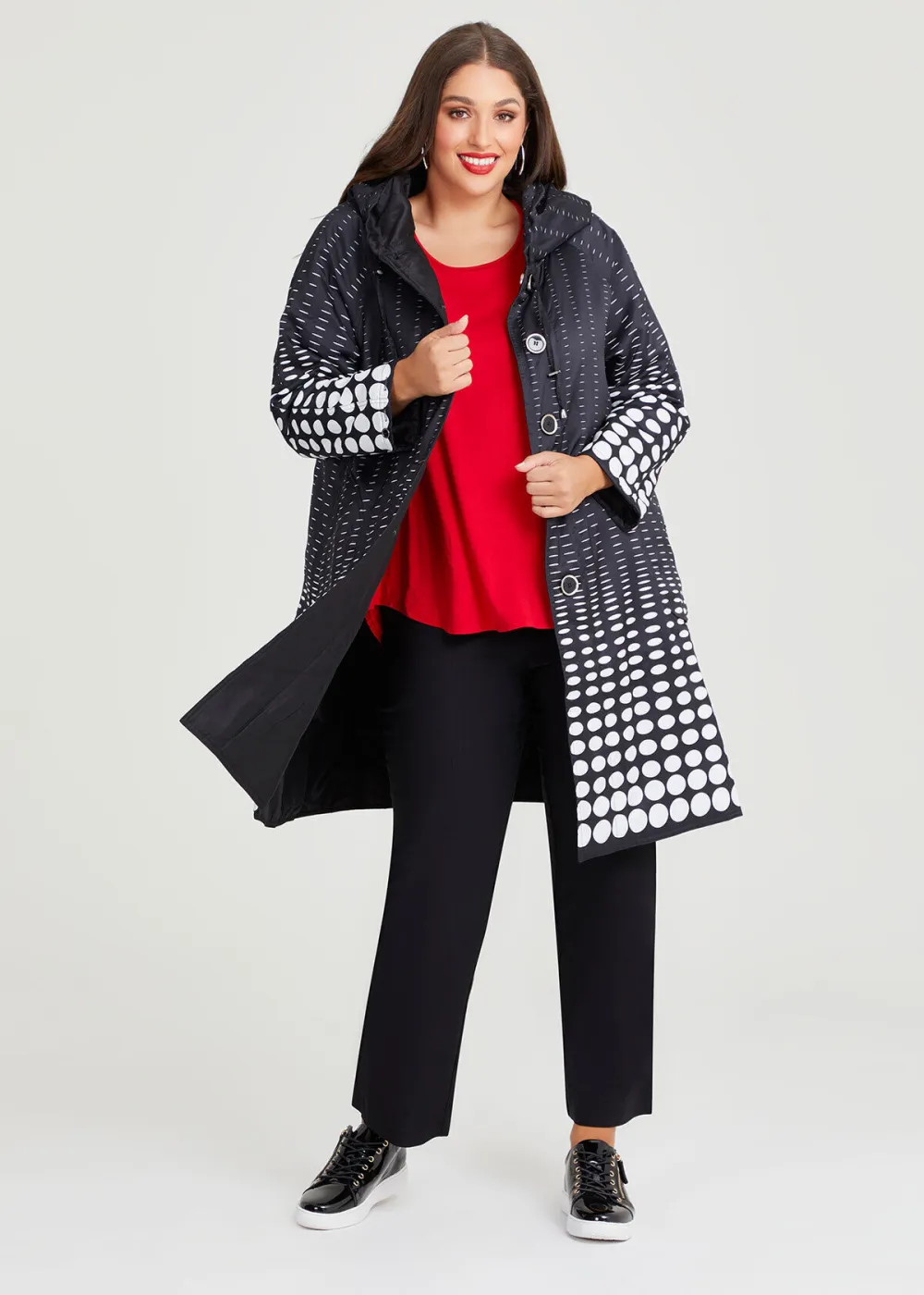 Reversible Spot Print Puffer Coat