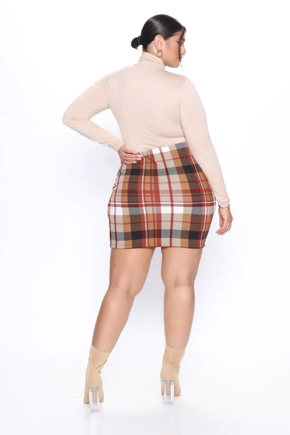 Jahia Plaid Mini Skirt - Brown/combo