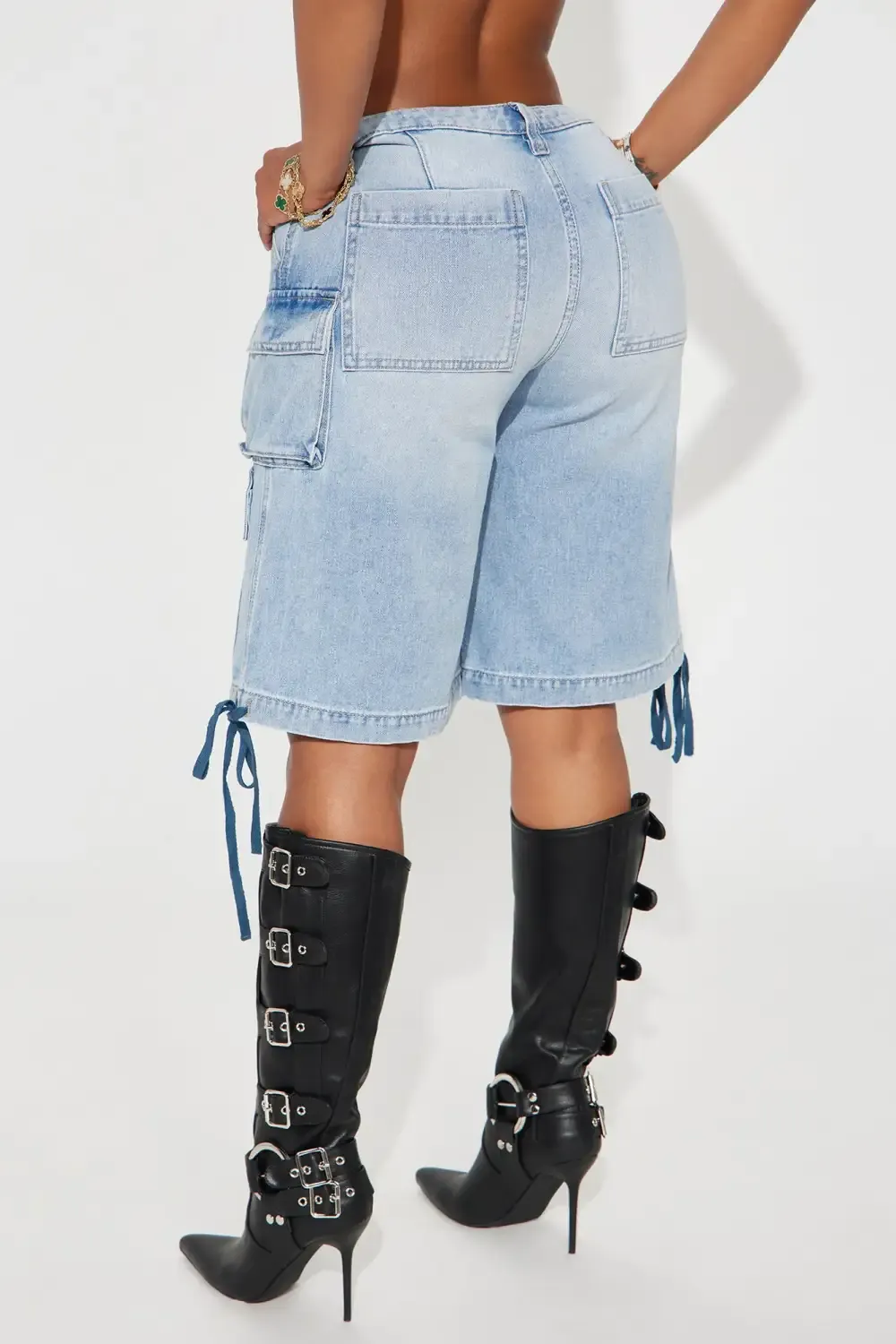Kent Cargo Denim Shorts - Medium Wash