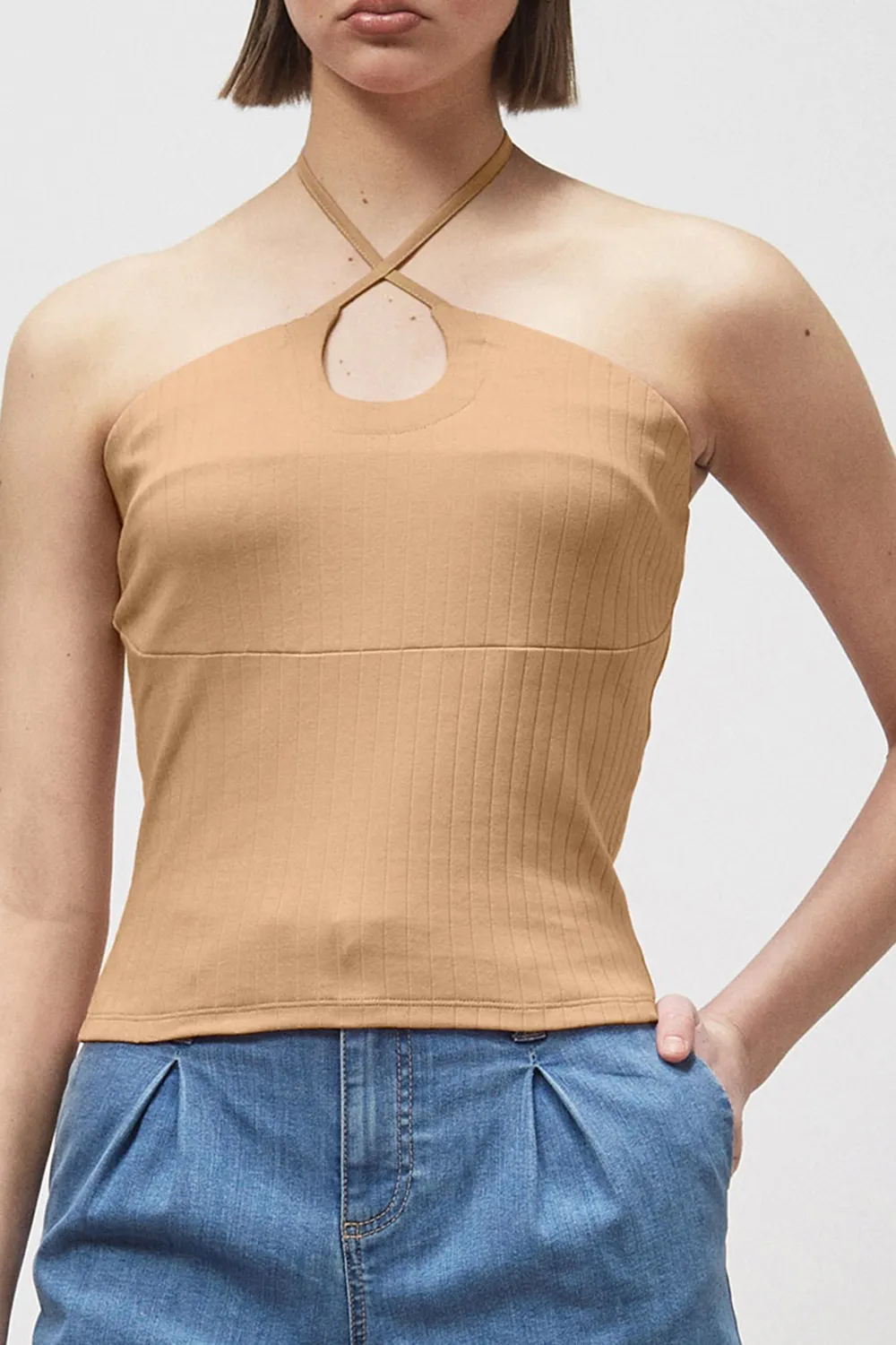 Cotton Halter Neck Cross Neck Vest
