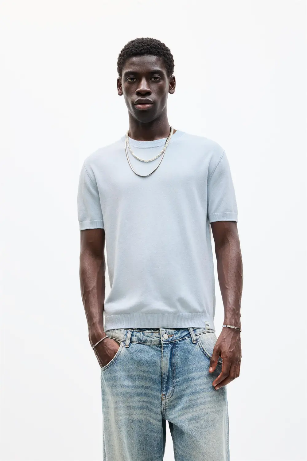 Short sleeve knit T-shirt