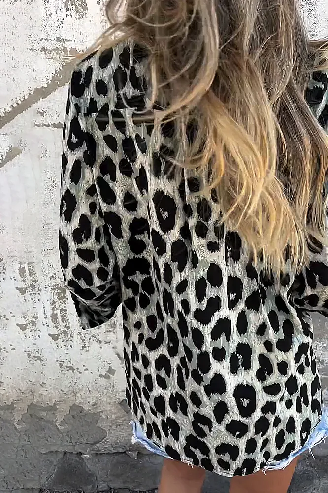 Women's leopard print casual loose shirt