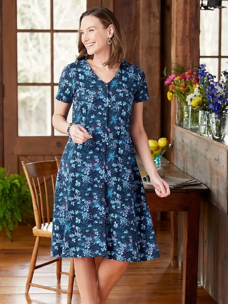 Ella Simone Pintuck Floral Knit Dress