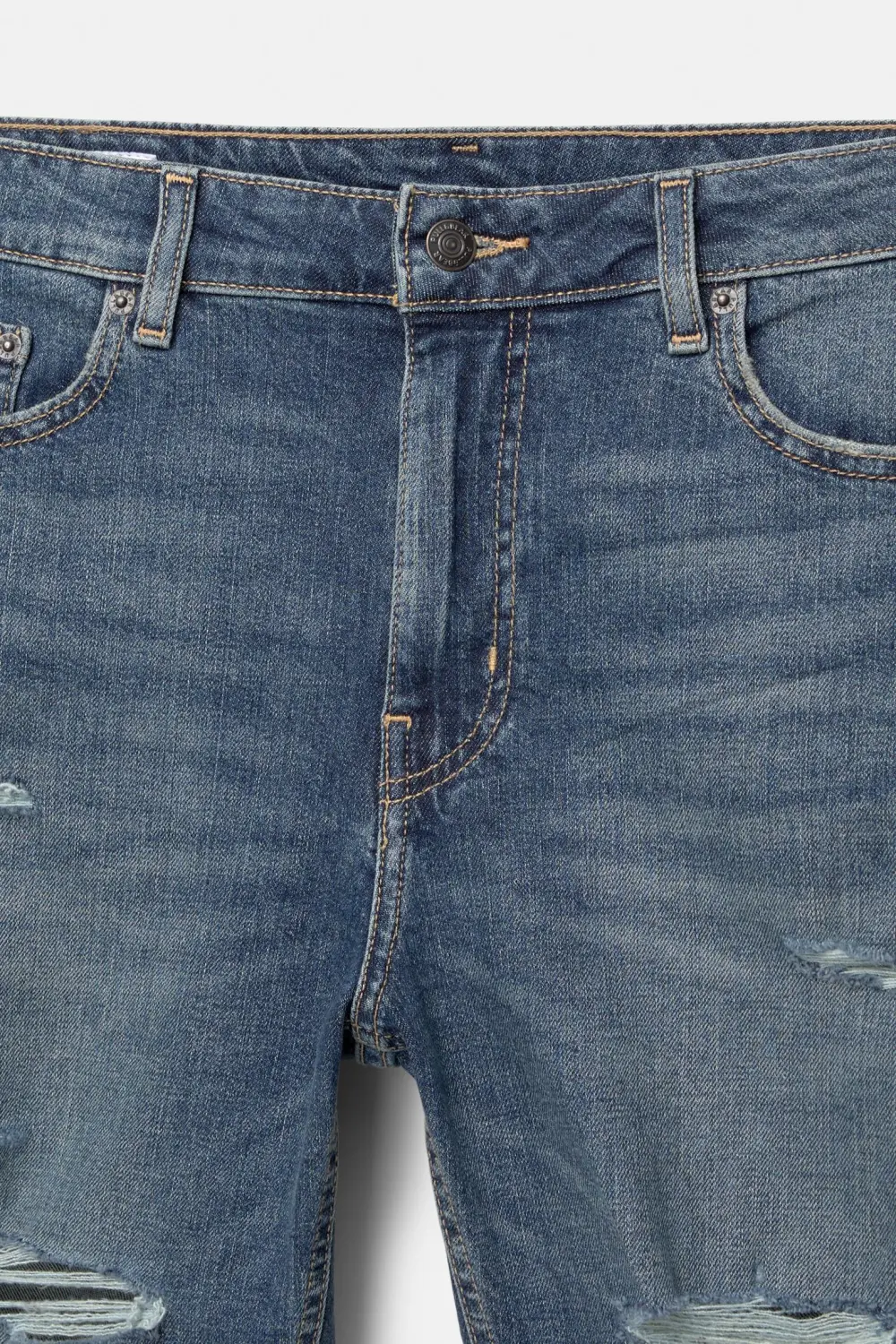 Ripped denim Bermuda shorts