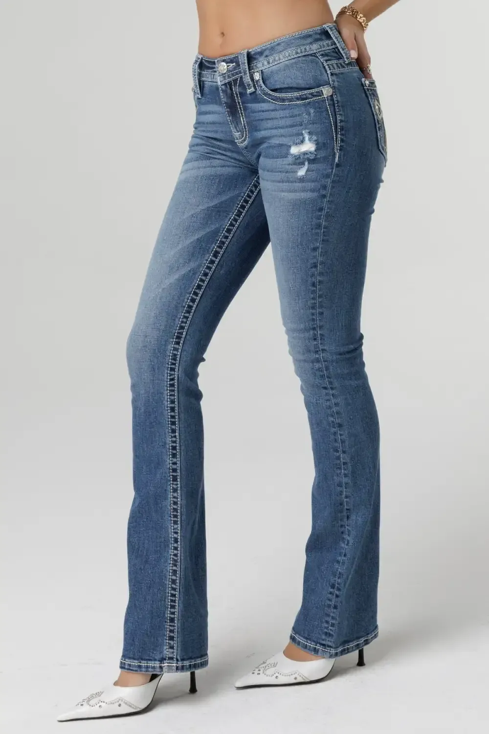 Glistening Cross Bootcut Jeans