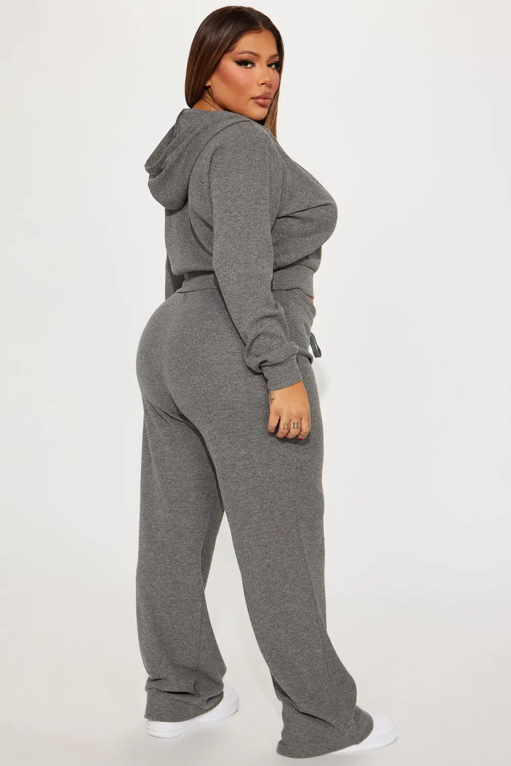 Thinking Of You Thermal Pant Set - Heather Grey