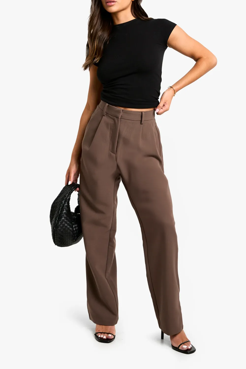 Women's High Waist Trousers With Front Pleats
