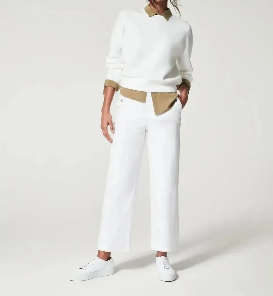 Stretch Twill Cropped Wide Leg Pant