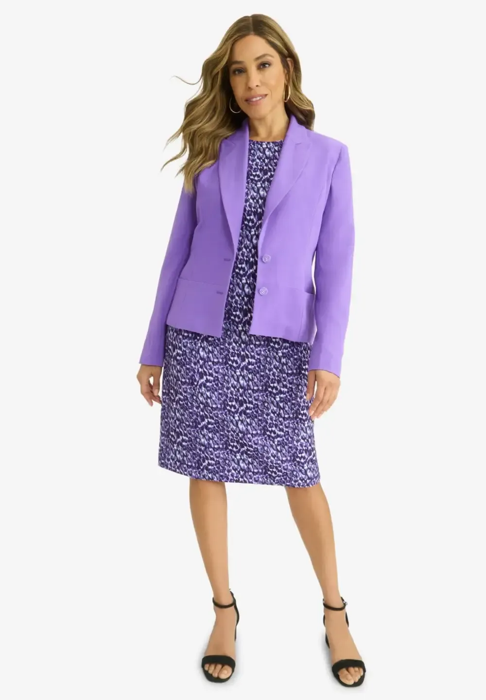 2-Piece Stretch Crepe Single-Breasted Jacket Dress