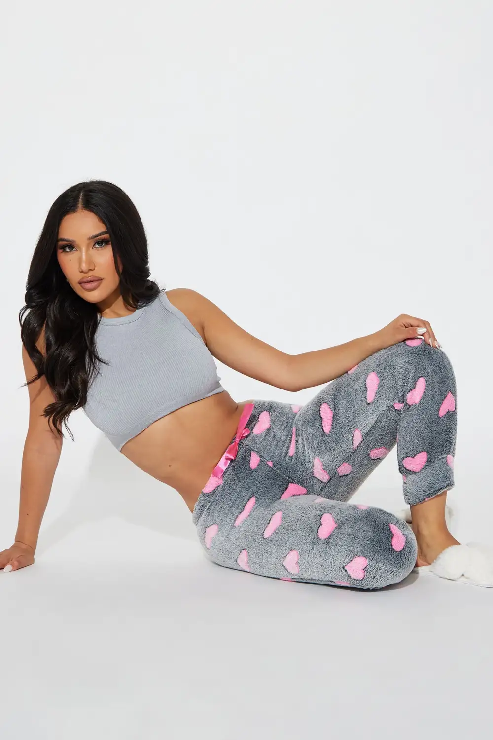 My Heart Is Yours Plush PJ Joggers - Black/Pink