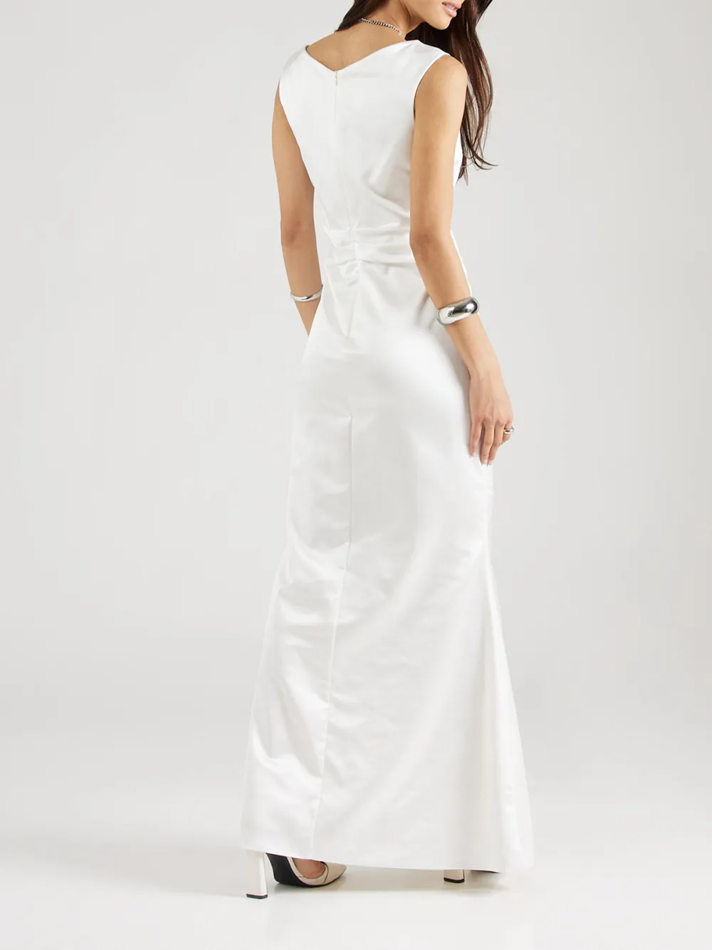 Plain Colored V-neck Casual Style Dress