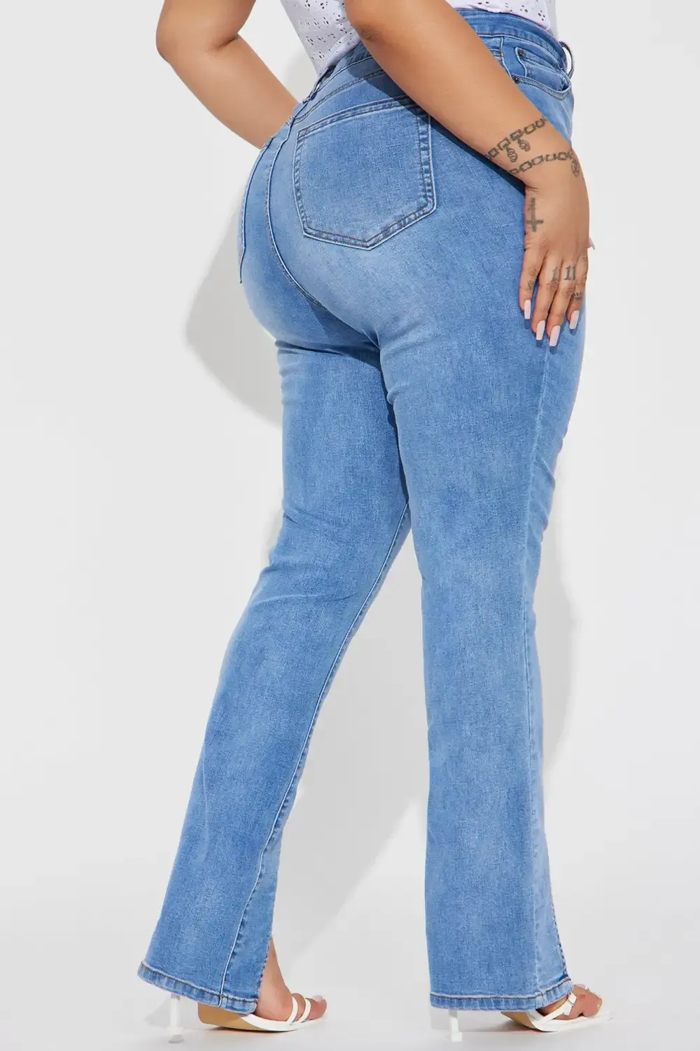 Soho Slit Hem Stretch Skinny Jeans - Medium Blue Wash