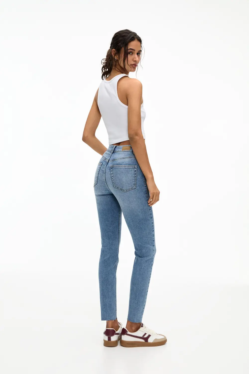 Jeans skinny tiro alto