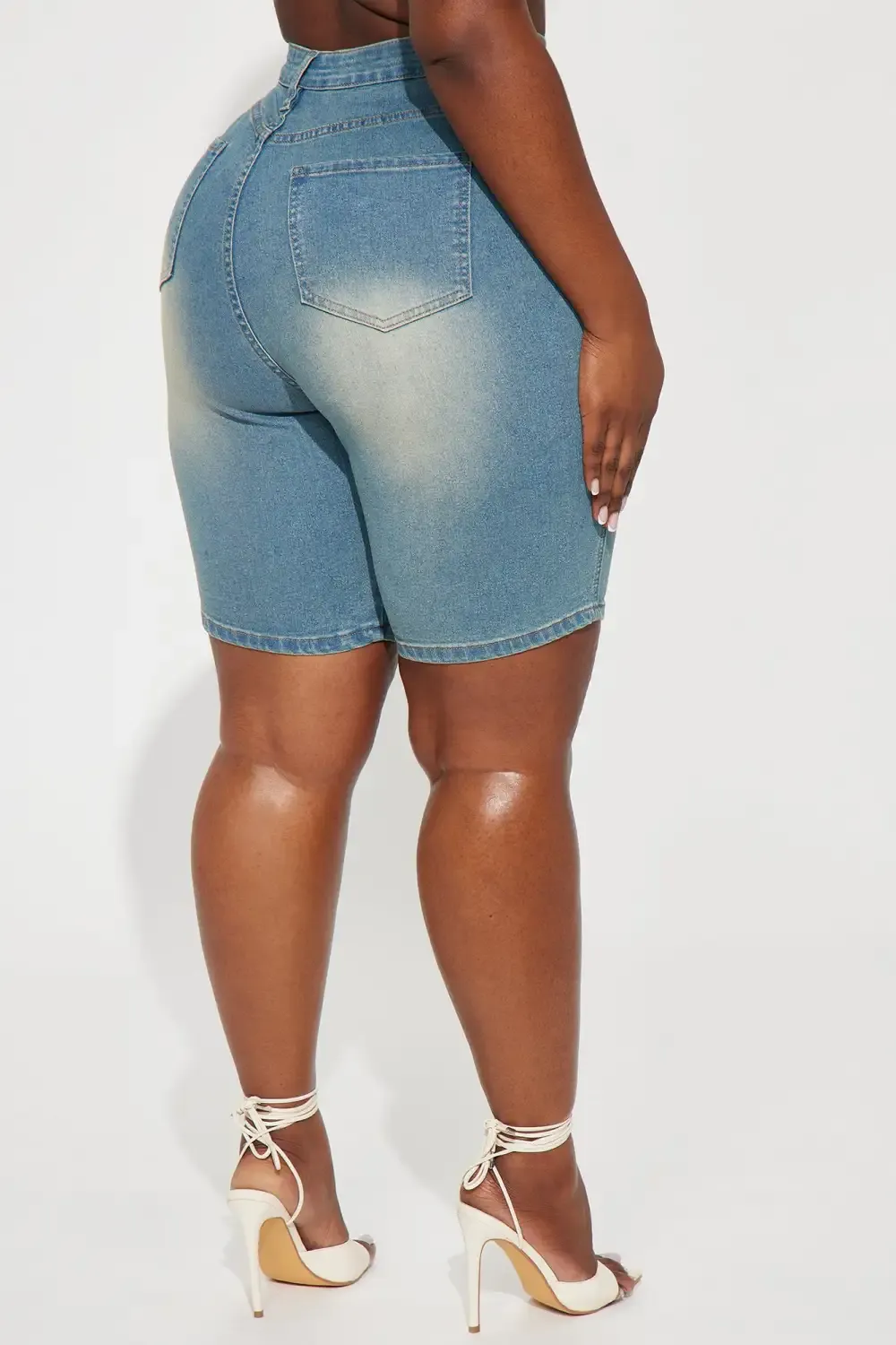 Shocker Tinted Stretch Denim Bermuda Shorts - Medium Wash