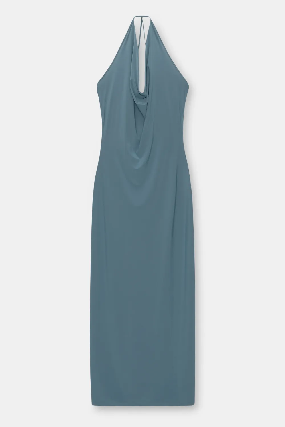 Vestido largo drapeado espalda descubierta
