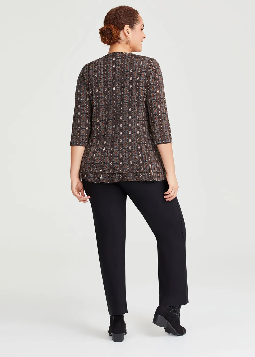 Abstract Ruffle Hem Top