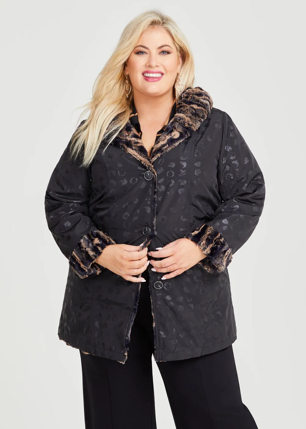 Faux Fur Reversible Spot Coat
