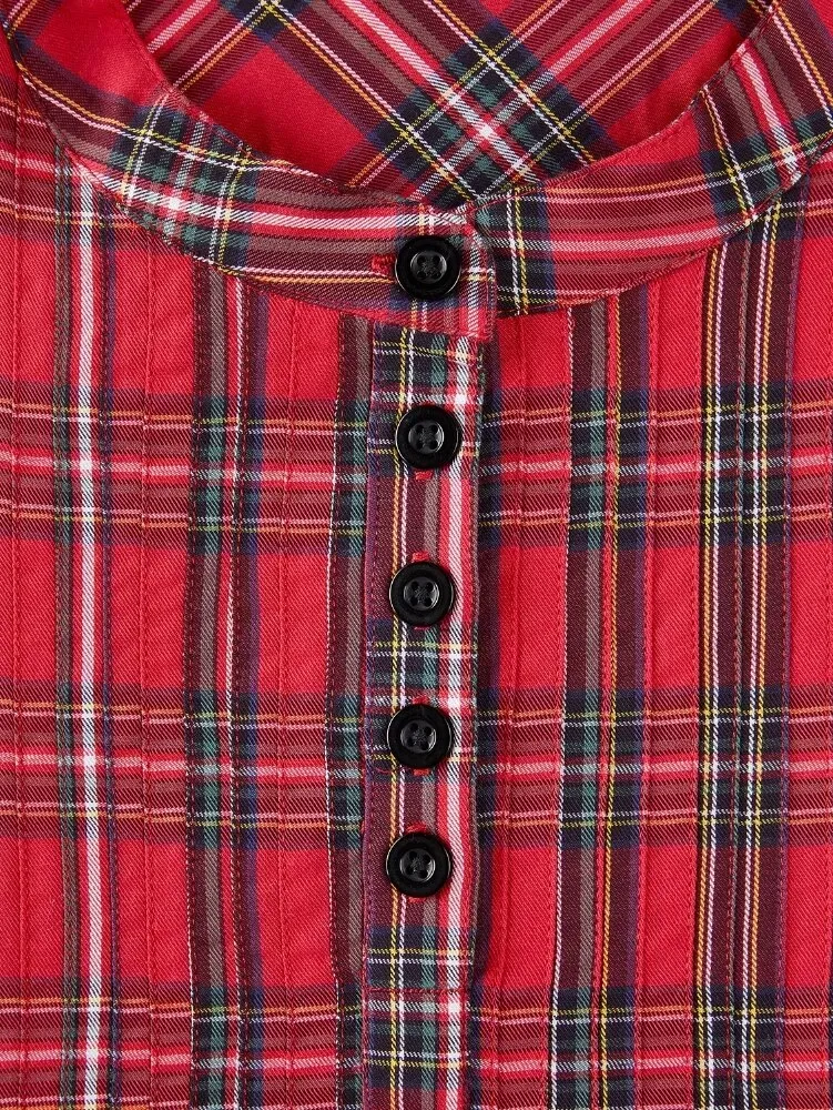 Ella Simone Tartan Pintuck Tunic Top