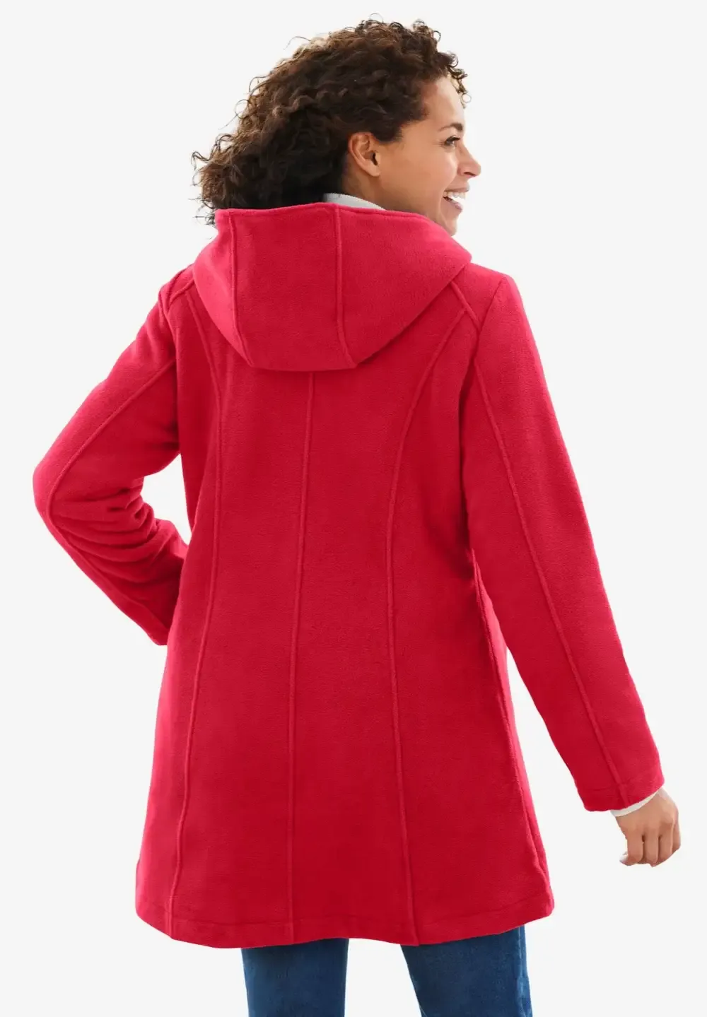 Double-Breasted Hooded Fleece Peacoat