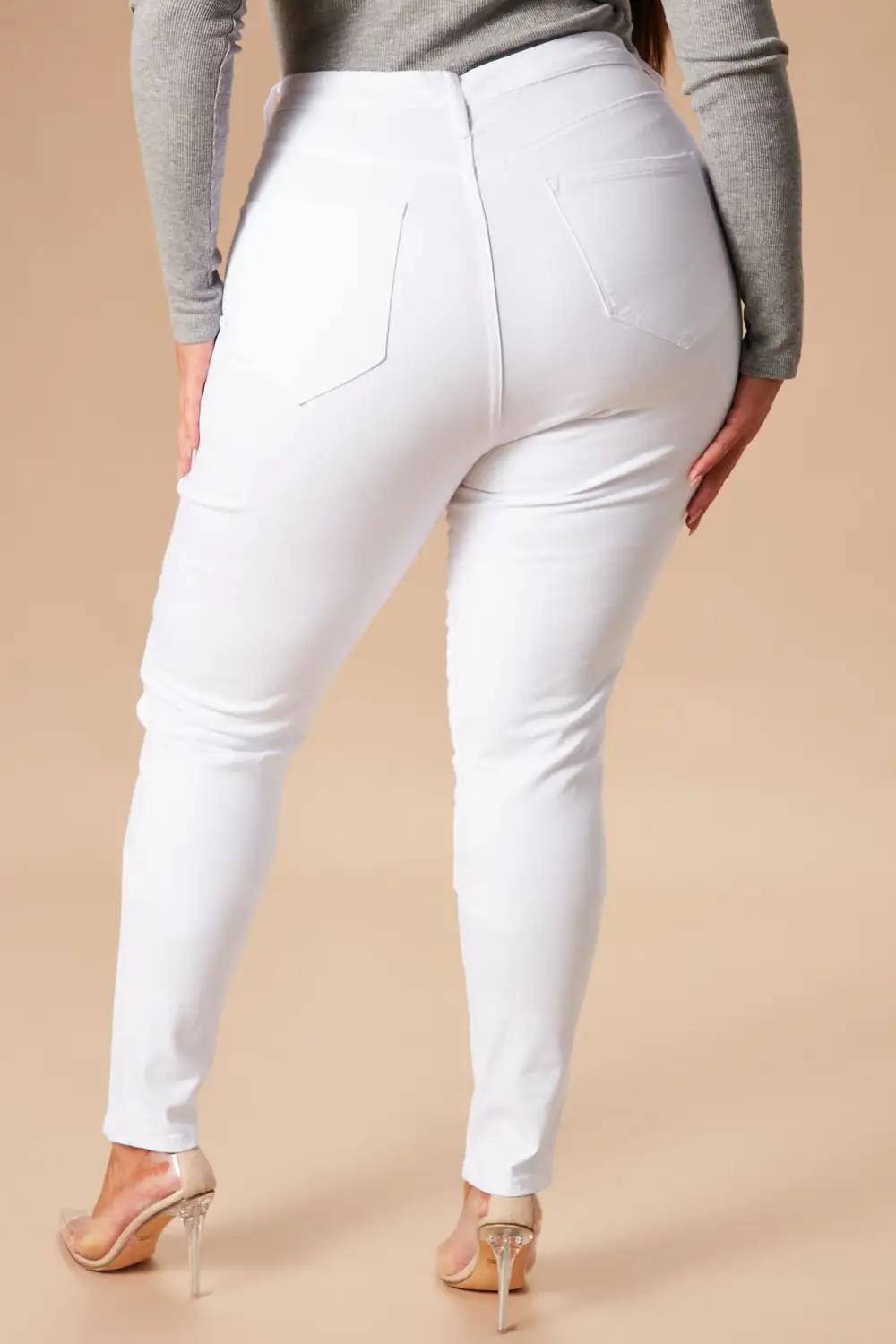Classic High Waist Skinny Jeans - White