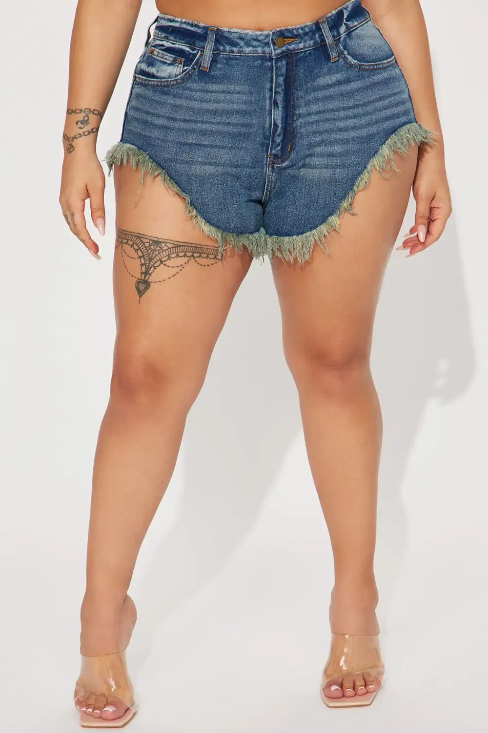Front Row Ticket Non Stretch Denim Cut Off Shorts - Medium Wash
