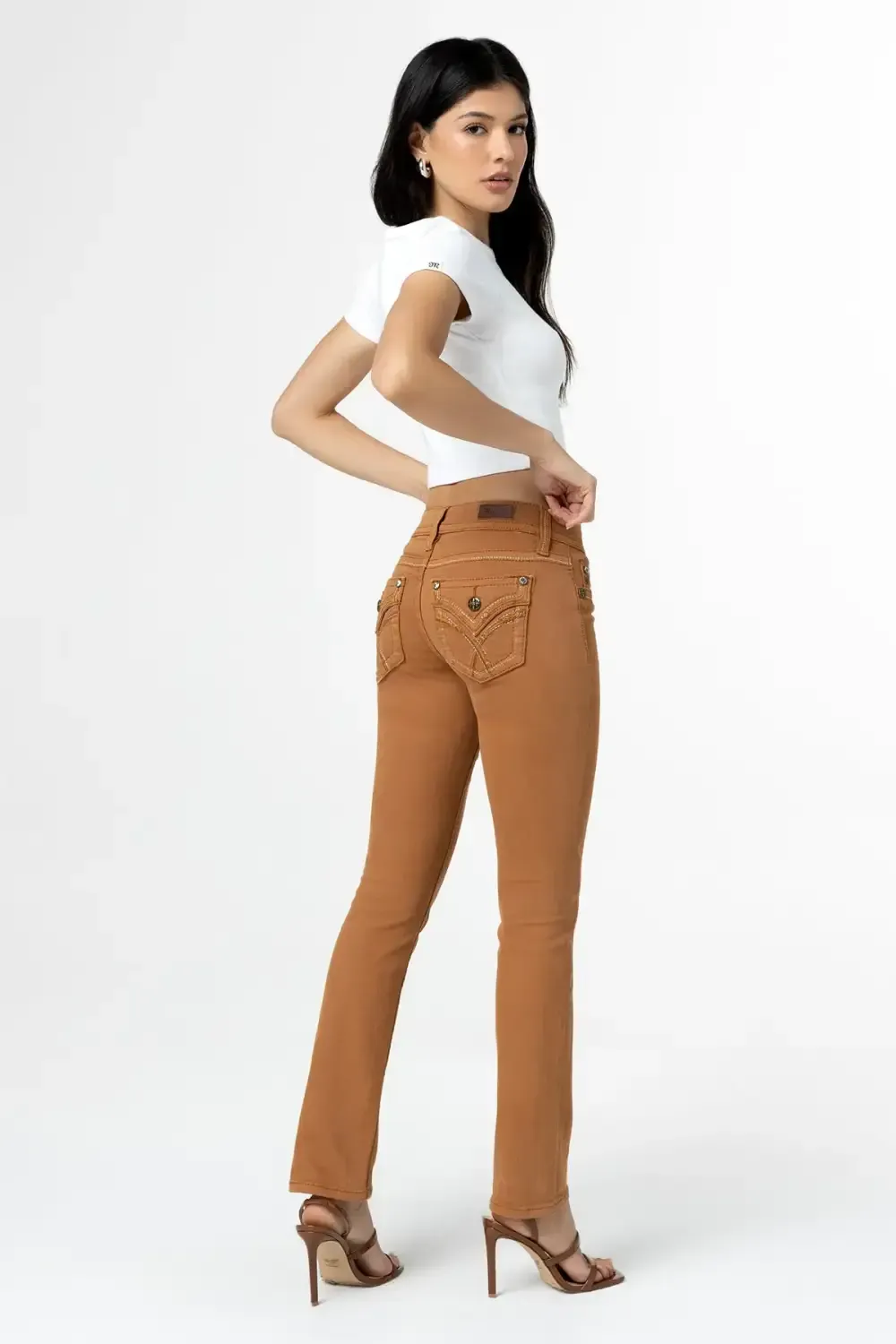 Camel Cross Stitch Straight Jeans