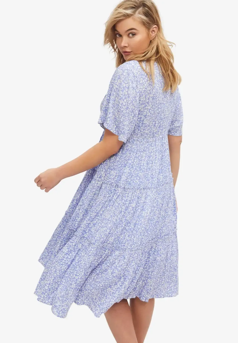 Tiered Midi Dress With Surplice Neckline