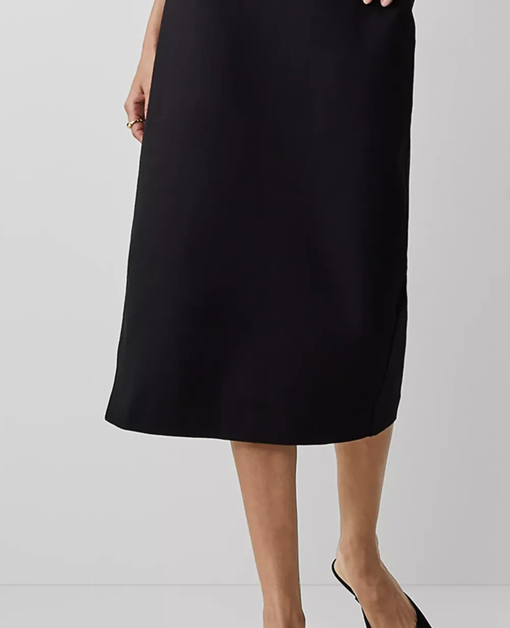 Petite Faux Leather Pleated Midi Skirt