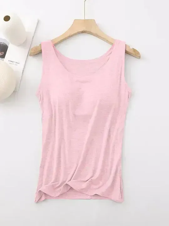 Women's Tank Top with Built-In Bra, Sleeveless Casual Basic Round Neck Regular - 10-Piece Sets