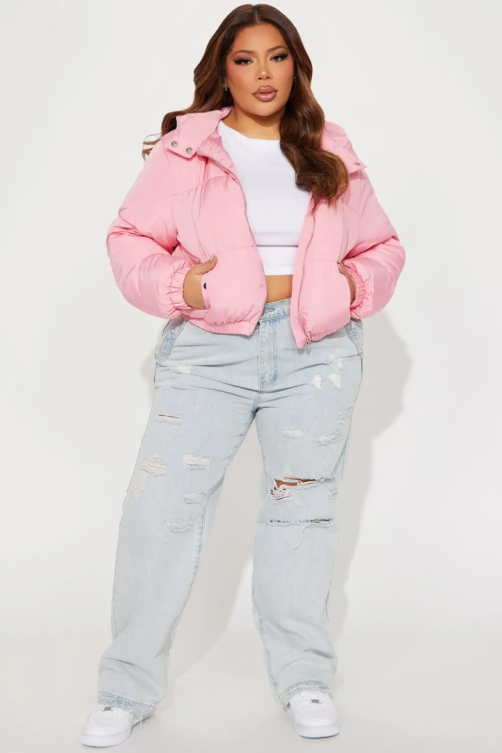 Can't Be Beat Cropped Puffer Jacket - Pink