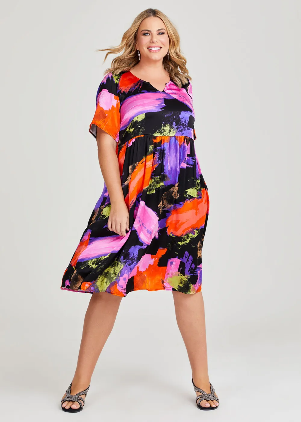 Abstract Satin Natural Dress