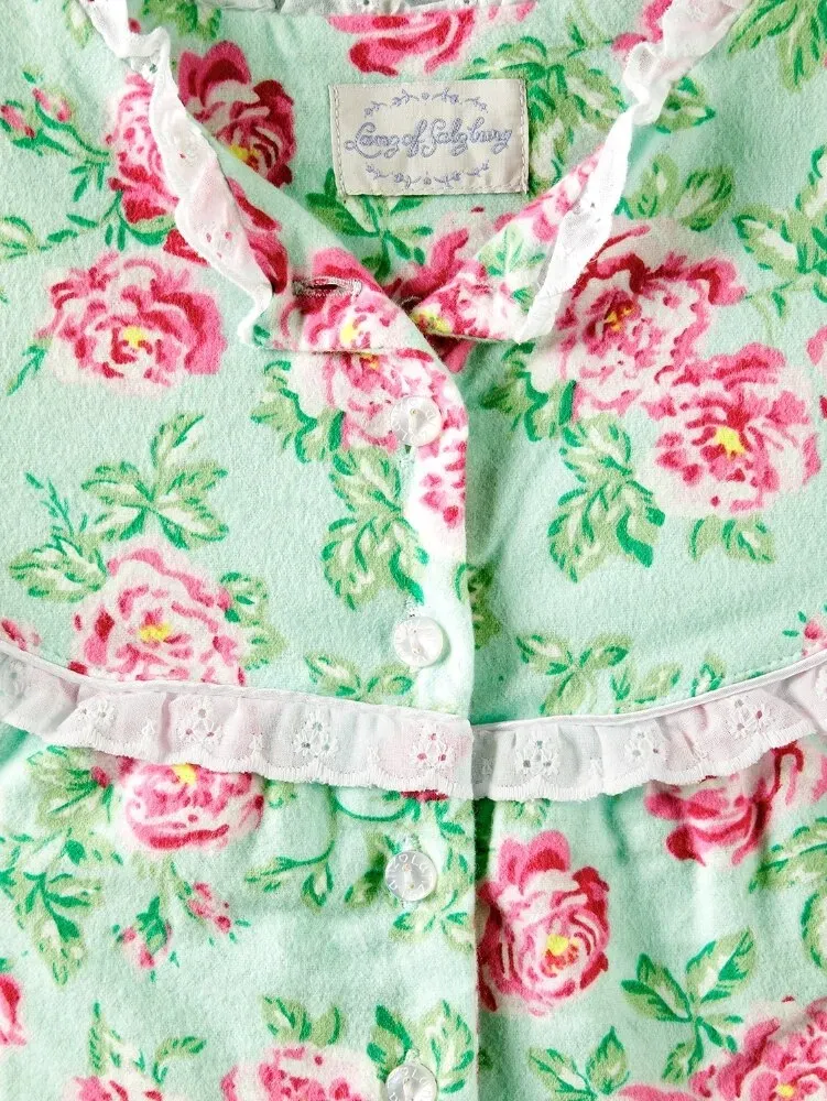 Lanz Nantucket Rose 54 Inch Flannel Nightgown